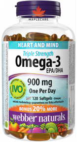 Viên uống hỗ trợ sức khỏe tim mạch, não Omega 3 Triple Strength 900mg (120 viên)